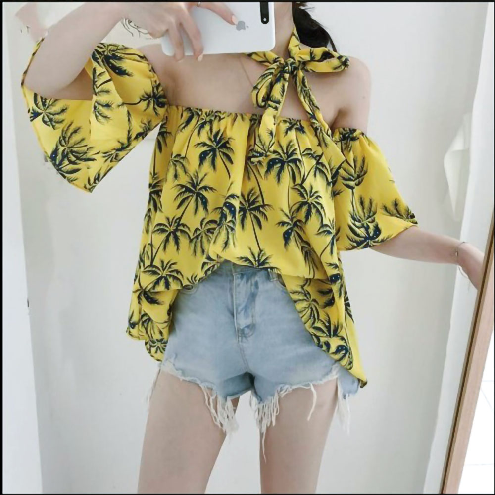áo trễ vai tay loa hình cây dừa
