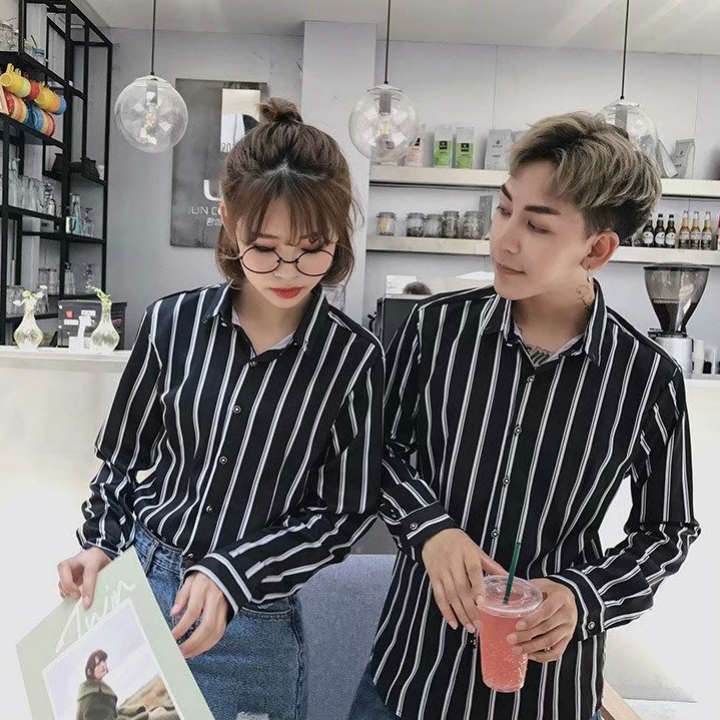 áo sơ mi unisex sọc đứng