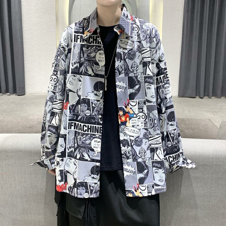 Áo sơ mi unisex họa tiết hoạt hình