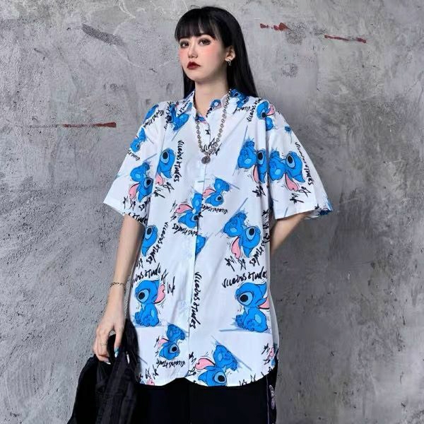 Áo sơ mi unisex tay ngắn hoạt hình