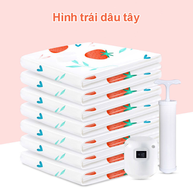 Túi hút chân không cho quần áo, chăn ga hình dâu tây