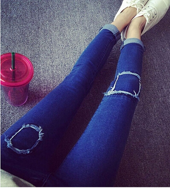 quần jeans dài rách vuông