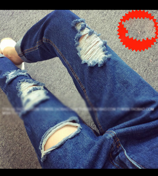 quần jeans dài rách lỗ