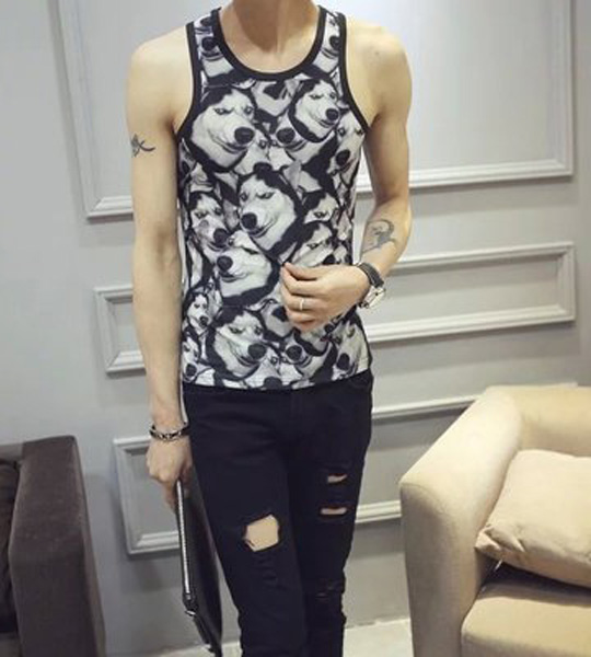 áo thun 3 lỗ nam hình con chó