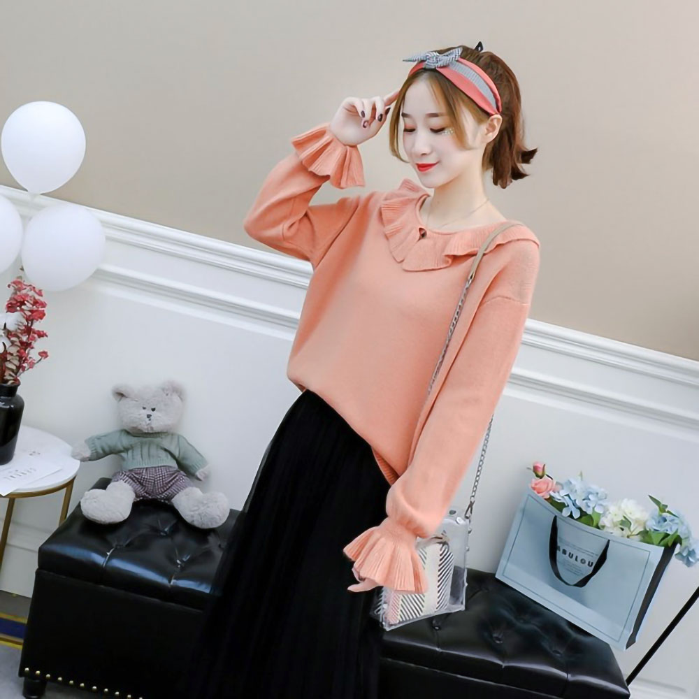 áo len cổ bèo tay loa nữ tính